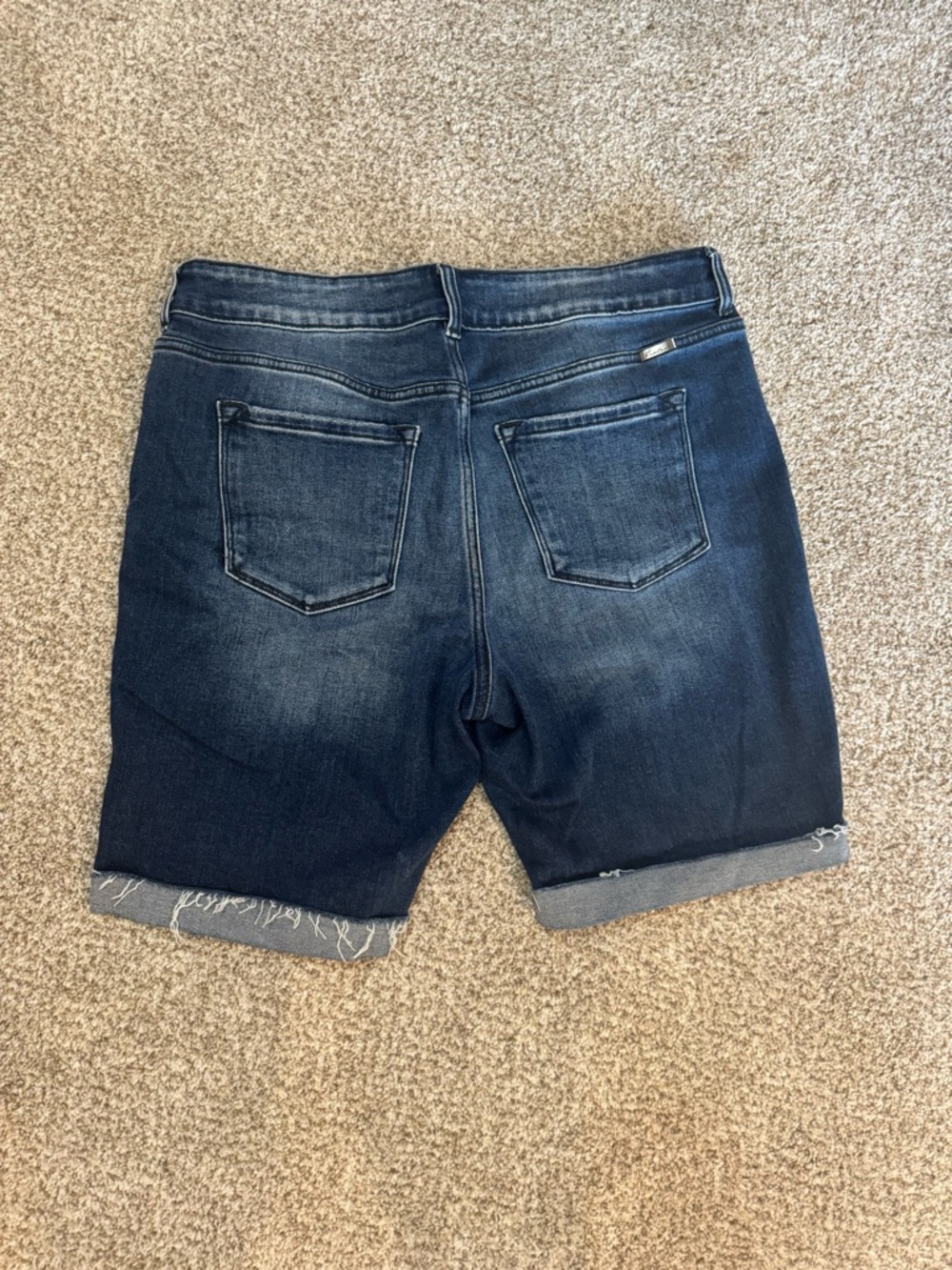 KanCan Distressed Dark Blue Denim Women's Bermuda Shorts - Picture 2 of 4